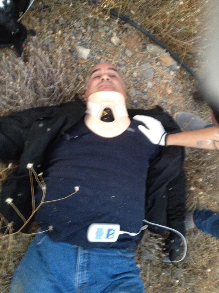 Τις φωτογραφίες από το ατύχημα ανέβασε στο Facebook ο ίδιος ο αναβάτης θέλοντας με αυτό τον τρόπο να στείλει το δικό του μήνυμα... 