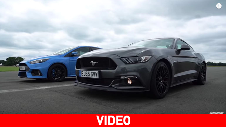 Focus RS εναντίον Ford Mustang στην ευθεία