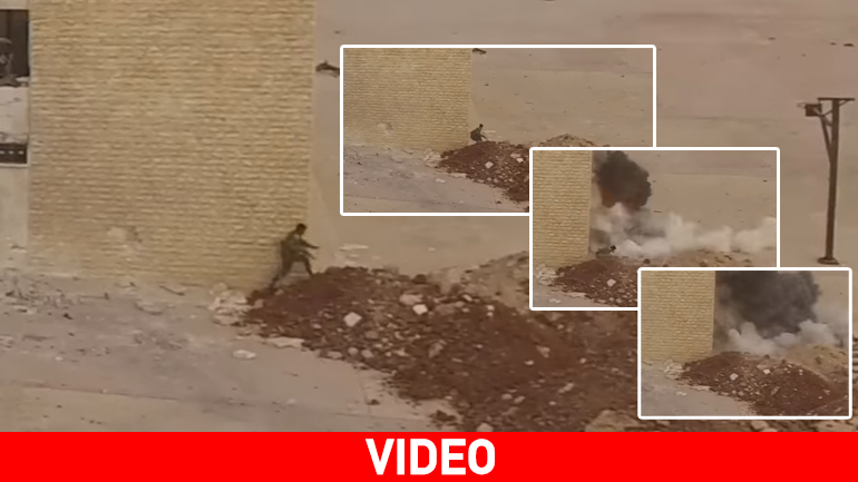 Όλμος σκάει δίπλα από στρατιώτη στο Χαλέπι…