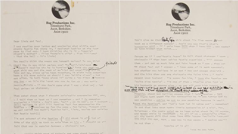 Επιστολή του Τζον Λένον πωλήθηκε για 30.000 δολάρια