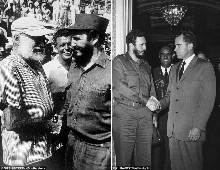 Αριστερά με τον Έρνεστ Χέμινγουεϊ - Δεξιά με τον Ρίτσαρντ Νίξον