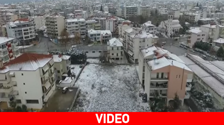 Το χιονισμένο Κιλκίς από ψηλά