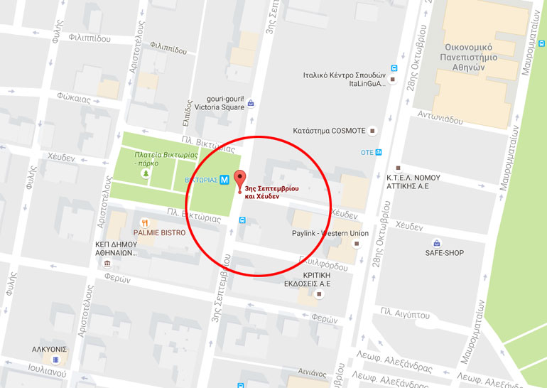 Χάρτης με το σημείο της έκρηξης