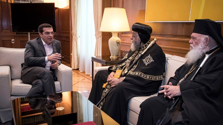 Συνάντηση του πρωθυπουργού με τον Πατριάρχη της Κοπτορθόδοξης Εκκλησίας της Αιγύπτου