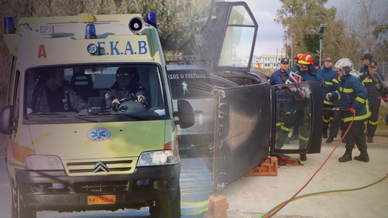 Ρέθυμνο: Εκτροπή Ι.Χ. στην εθνική – Εγκλωβίστηκε ο οδηγός στο όχημα