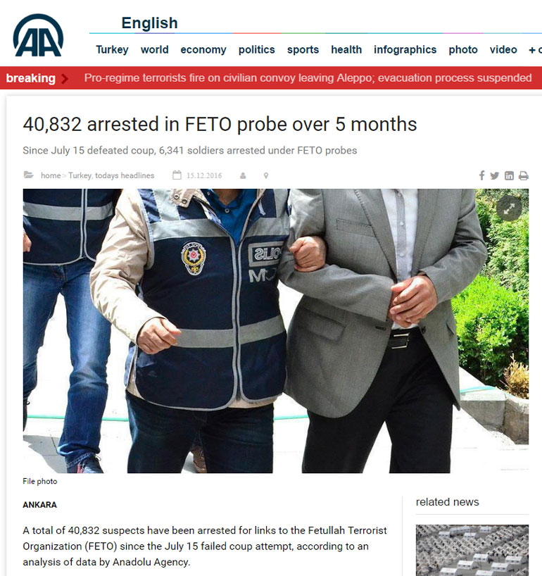 Το δημοσίευμα του πρακτορείου ειδήσεων Anadolu