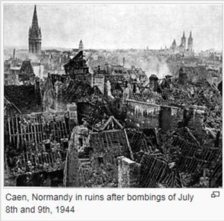Καέν, μετά το συμμαχικό  βομβαρδισμό του Ιουλίου 1944