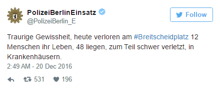 Η ανακοίνωση της αστυνομίας στο Twitter