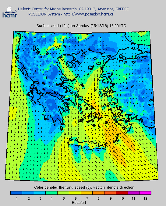 Σύστημα «Ποσειδών»: Πρόγνωση των ανέμων, Κυριακή 12.00