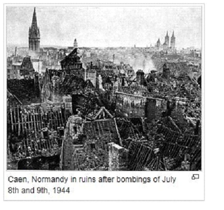 Καέν, μετά το συμμαχικό βομβαρδισμό του Ιουλίου 1944