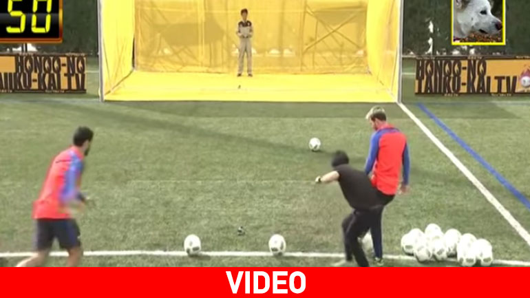 Μέσι Vs Σουάρες για το ποιος θα πετύχει ένα drone με τη μπάλα