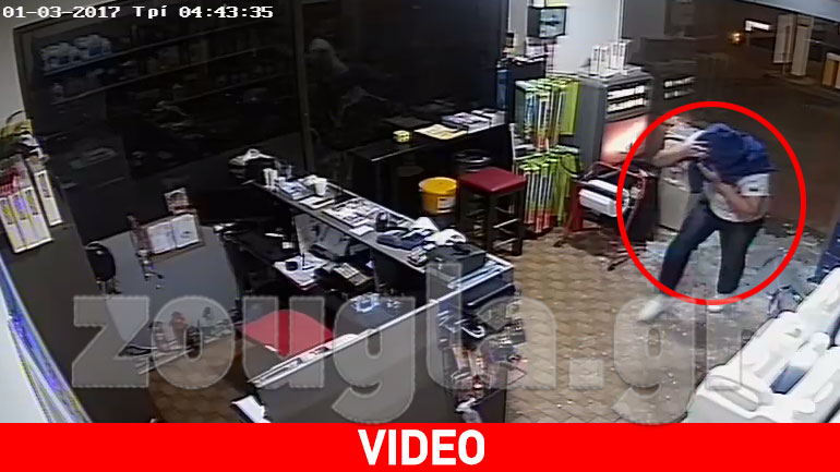 Kαρέ-καρέ η εισβολή διαρρήκτη σε βενζινάδικο στην Καλαμάτα