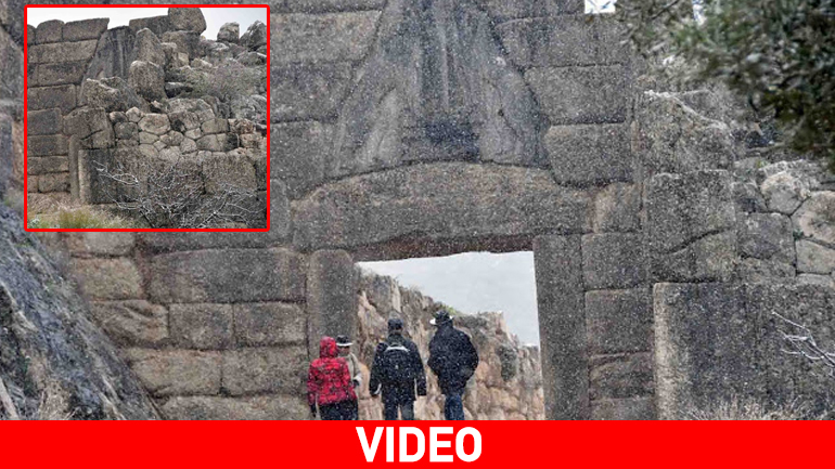 Αργολίδα: Σφοδρή χιονόπτωση στις Μυκήνες