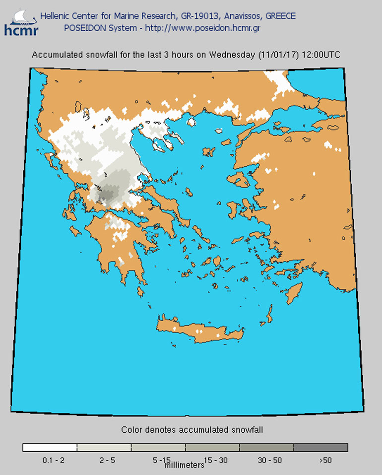 Σε ποιες περιοχές θα χιονίσει τo μεσημέρι της Τετάρτης