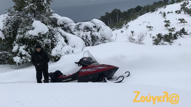 Μετακινούνται με… snowmobile στην Αλόννησο