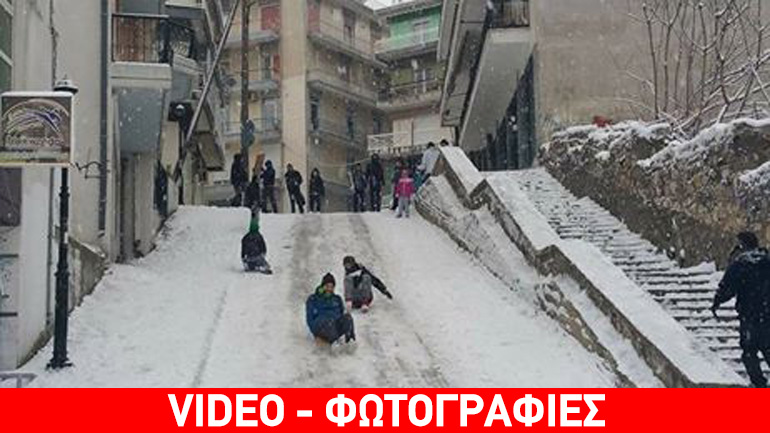 Χιονοτσουλήθρα στο κέντρο της Ξάνθης