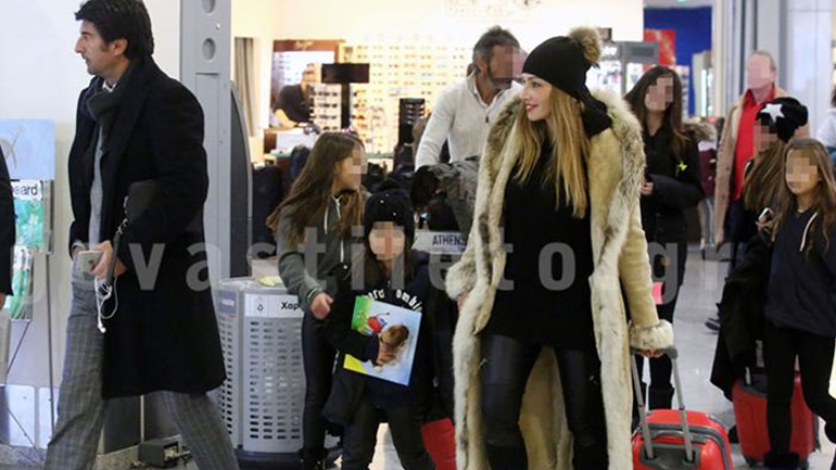 Ελένη Πετρουλάκη & Ίλια Ίβιτς: Στο αεροδρόμιο με τις κόρες τους