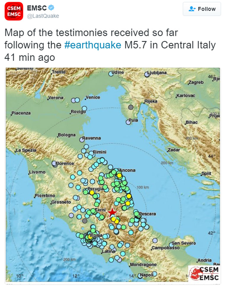 Συνολικά, από τις 10.25 το πρωί, έχουν καταγραφεί περισσότερες από εκατό σεισμικές δονήσεις