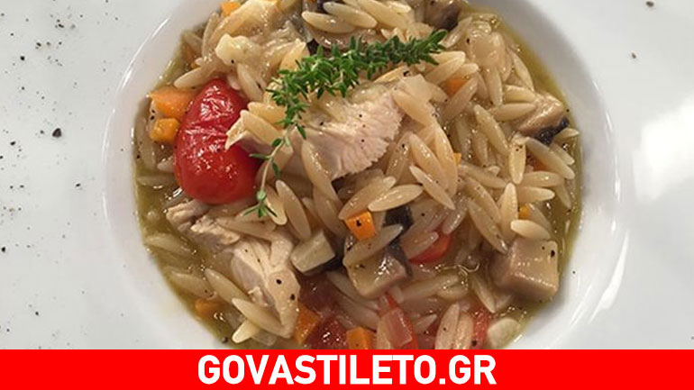 Κριθαρότο με κοτόπουλο σκέτη μαγεία