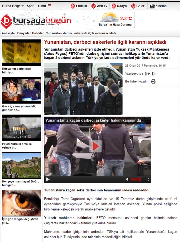 Bursada Bugün: Η Ελλάδα ανακοίνωσε την απόφασή της για με το στρατιωτικό πραξικόπημα