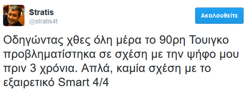 Μπορεί να είναι σχεδόν ίδια αλλά για τον Στράτη Χατζηπαναγιώτου Renault Twingo και Smart forfour τα χωρίζει άβυσσος!