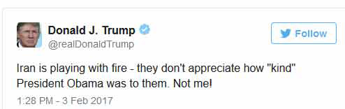 Ντ. Τραμπ: «Το Ιράν παίζει με τη φωτιά – δεν εκτίμησαν πόσο «καλός» ήταν ο πρόεδρος Ομπάμα γι΄αυτούς. Όχι εγώ!»