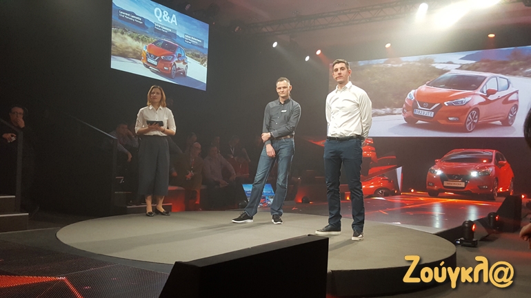 Στελέχη της Nissan Europe (Adam Robertson, Laurent Lamotte και Irina Lizunova) έχουν κάνει την παρουσίασή τους και περιμένουν να απαντήσουν σε ερωτήσεις... 