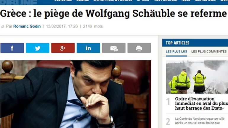 La Tribune: «Ελλάδα: Η παγίδα του Βόλφγκανγκ Σόιμπλε κλείνει»