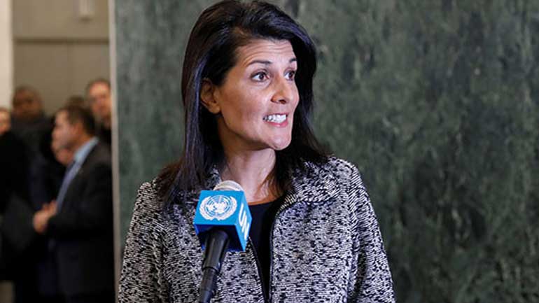 Νίκι Χέιλι: «Υποστηρίζουμε ανεπιφύλακτα τη λύση των δύο κρατών»