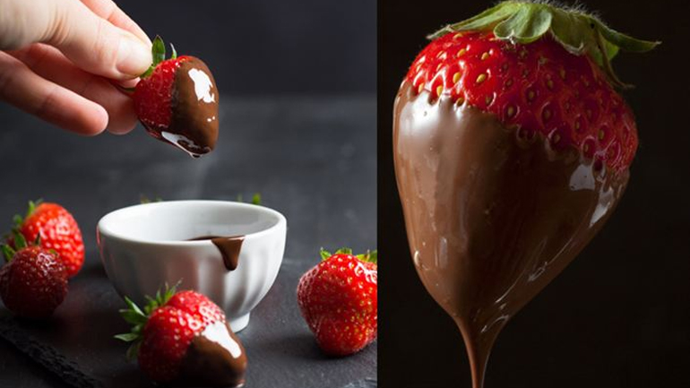 Φράουλες βουτηγμένες σε πικάντικη σοκολάτα