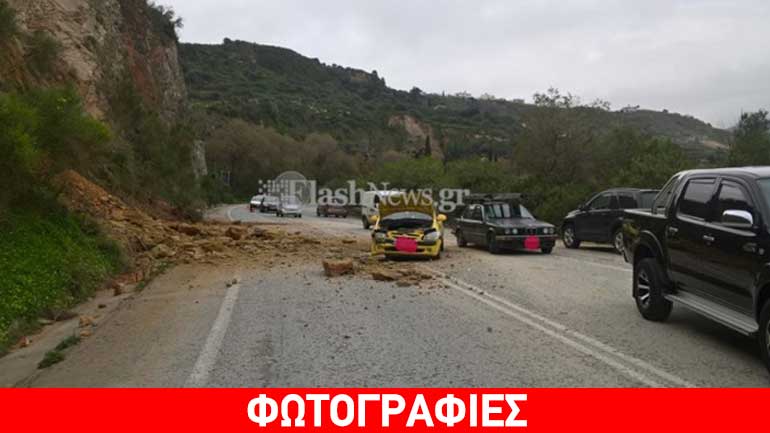 Χανιά: Πτώση βράχων σε Ι.Χ. στο Καλάμι