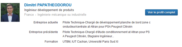 Το προφίλ του Έλληνα στο Linkedin, που μας λέει ότι ο συγκεκριμένος εργάζεται στην ανάπτυξη του cockpit και συγκεκριμένα για την οθόνη του οδηγού πίσω από το τιμόνι...