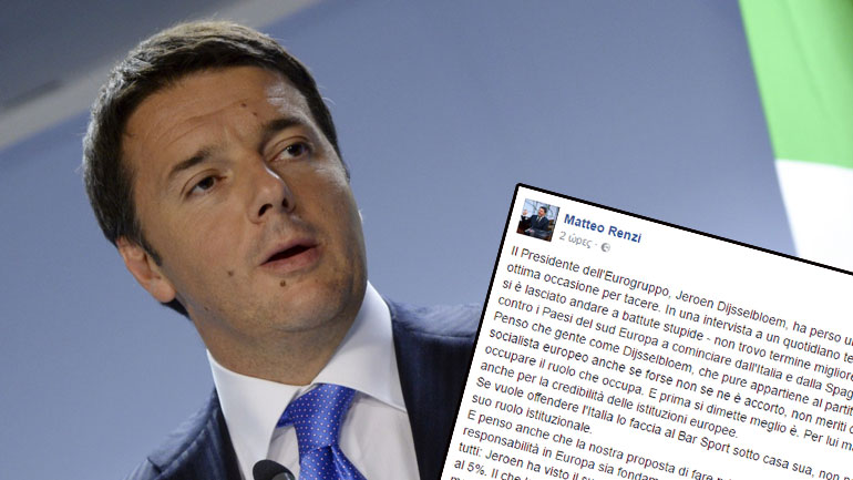 Ρέντσι σε Ντάισελμπλουμ για «τα ποτά και τις γυναίκες»: Παραιτήσου τώρα