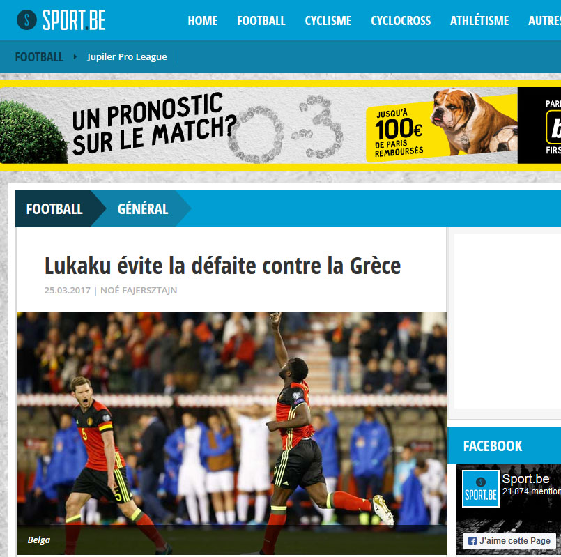 Sport.be: «Ο Λουκακού απέτρεψε οδυνηρή ήττα από την Ελλάδα»