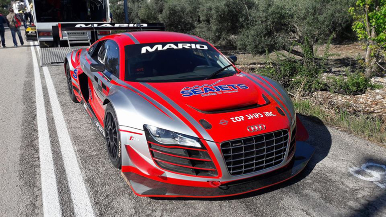 Κόσμημα για τους ελληνικούς αγώνες το Audi R8 LMS με το οποίο έτρεξε ο Μάριος Ηλιόπουλος στην ανάβαση Ριτσώνας προκαλώντας αναστάτωση στους θεατές... 