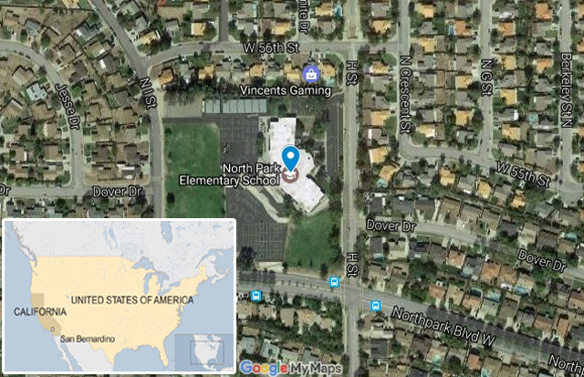 Χάρτης με το δημοτικό σχολείο όπου σημειώθηκαν οι πυροβολισμοί