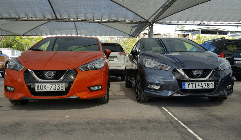 Τα δύο από τα πέντε Nissan Micra νέας γενιάς που βρίσκονται ατην Ελλάδα...