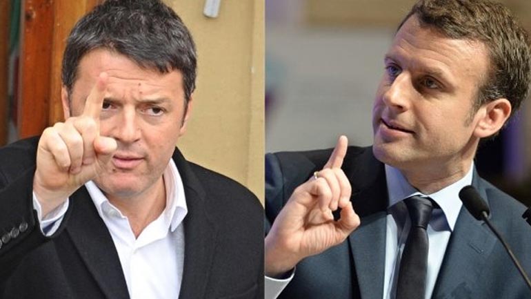 Μηνύματα αλληλοϋποστήριξης στο Twitter μεταξύ Ρέντσι και Μακρόν