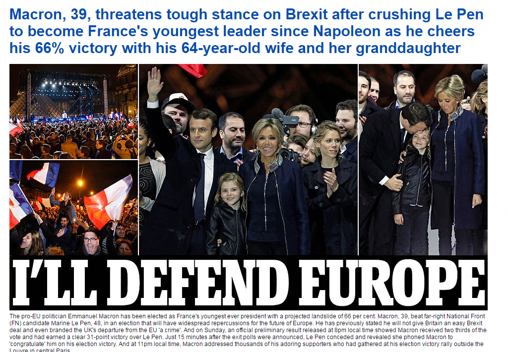 Μακρόν: Θα υπερασπιστώ την Ευρώπη - Ο νέος πρόεδρος της Γαλλίας απειλεί με σκληρή στάση στην υπόθεση Brexit