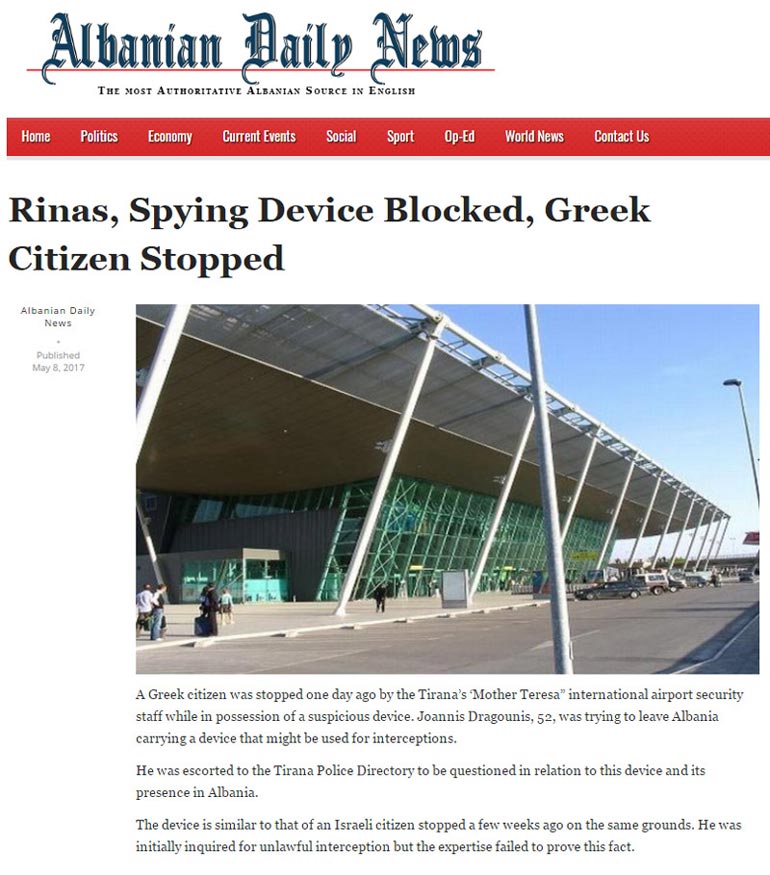 Το δημοσίευμα σε αλβανικό μέσο