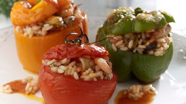 Γεμιστές πιπεριές με γαρίδες
