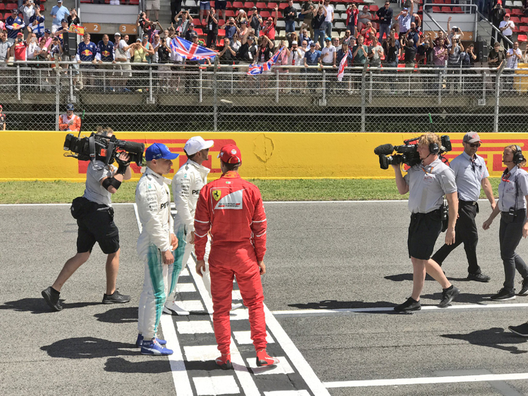 Οι τρεις ταχύτεροι των κατατακτήρισων δοκιμαστικών, Hamilton, Vettel και Bottas...
