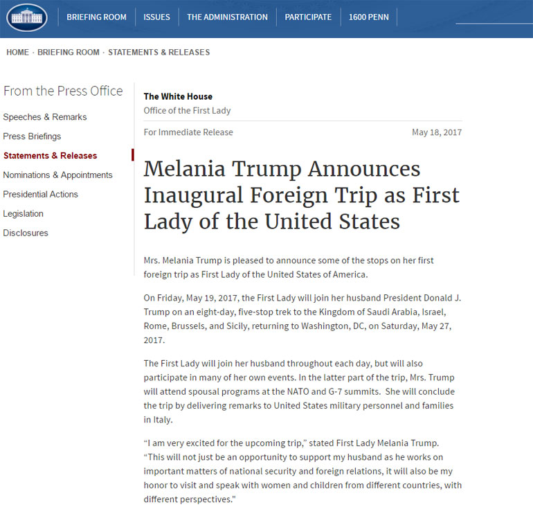 Η ανακοίνωση του Λευκού Οίκου