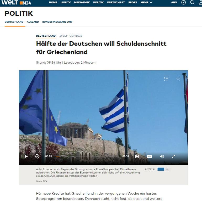 To άρθρο στη γερμανική εφημερίδα Die Welt