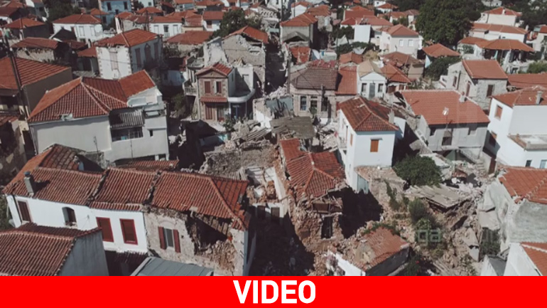 Οι καταστροφές στη Βρίσα της Λέσβου όπως φαίνονται από ψηλά
