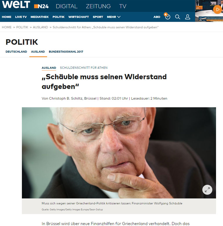 To άρθρο της Die Welt