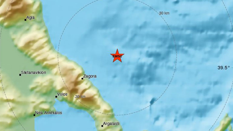 Σεισμική δόνηση 4R βορειοανατολικά του Βόλου