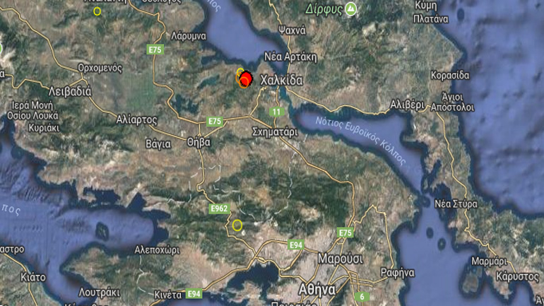 Σεισμός 3,9R δυτικά της Χαλκίδας