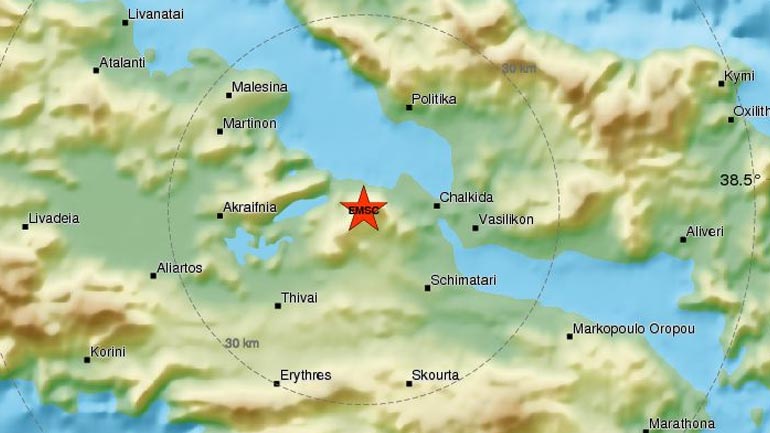 Σεισμική δόνηση 3,6R δυτικά της Χαλκίδας