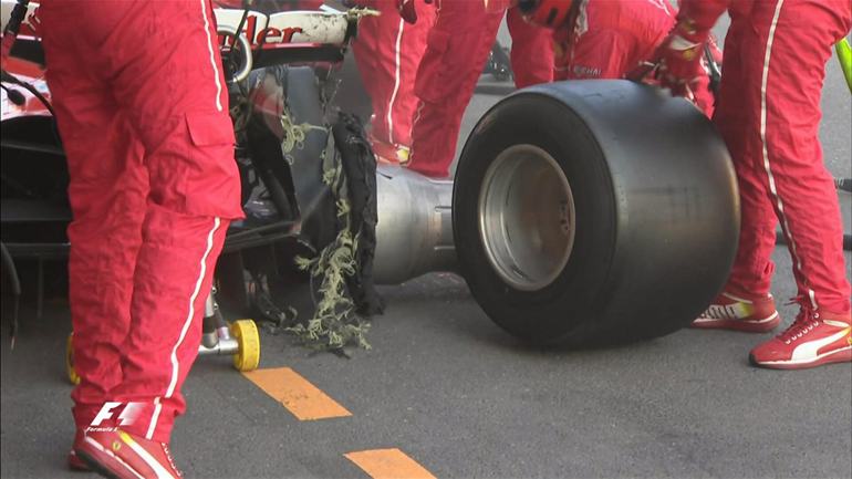 Το πίσω ελαστικό στην Ferrari του Raikkonen